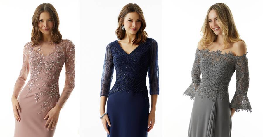 Three long sleeve mother of the bride or groom dresses